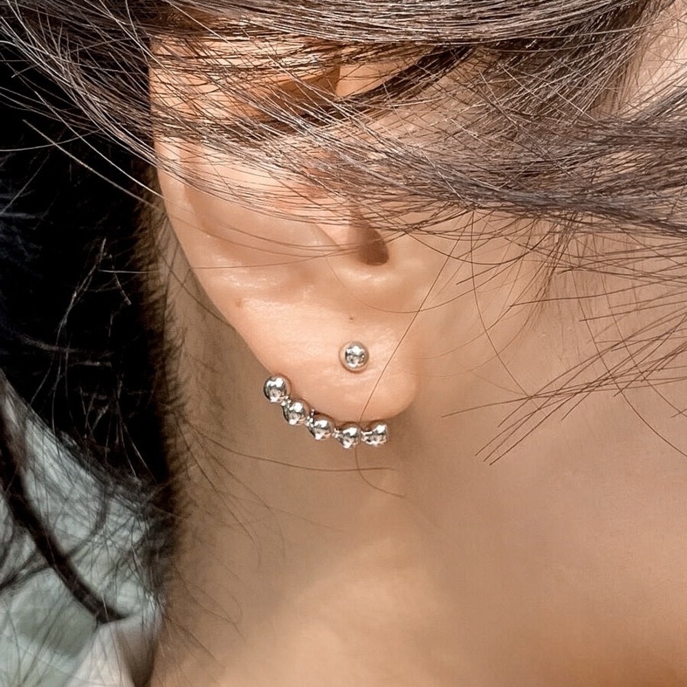 Any 4/$25! Silver Studs w/Matching Jackets Earrings - Picture 2 of 8